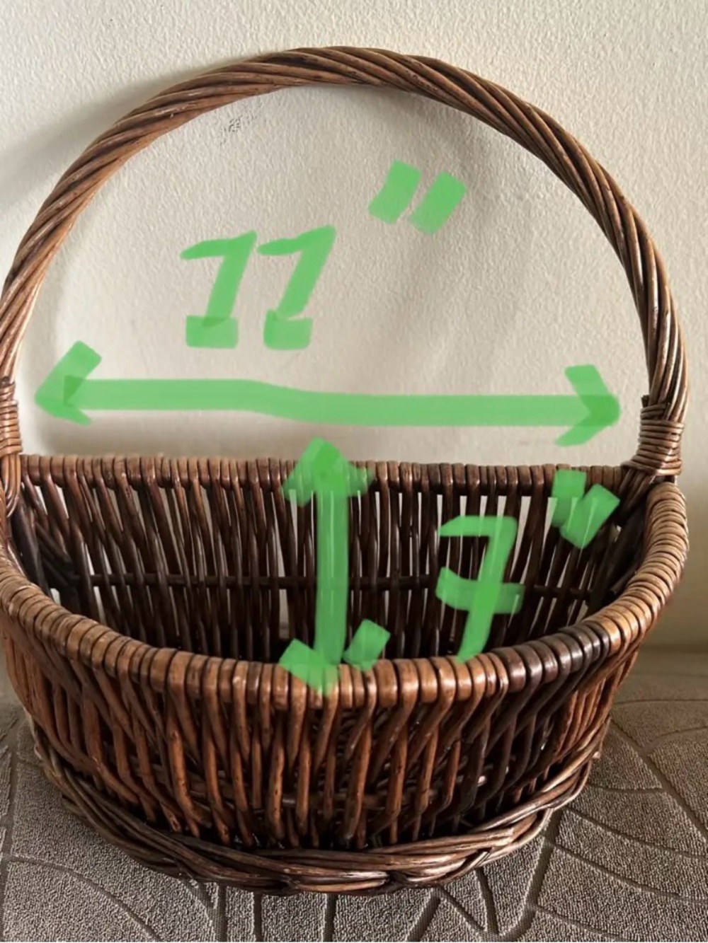 Woven Brown Willow Basket with Handle - Home Accents
